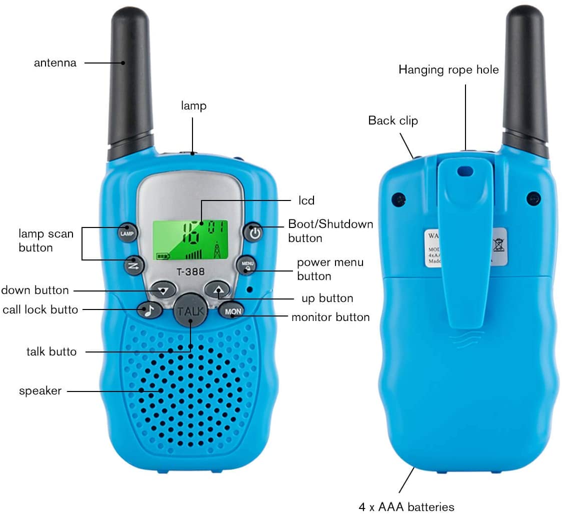 Walkie Talkies For Kids , Range Up to 3 Miles With Backlit LCD Display And Flashlight Walkie Talkies For Boys Girls Outdoor Toys For 3-12 Year Old Boys Girls Best Gifts For 3-12 Year Old  Children - 3