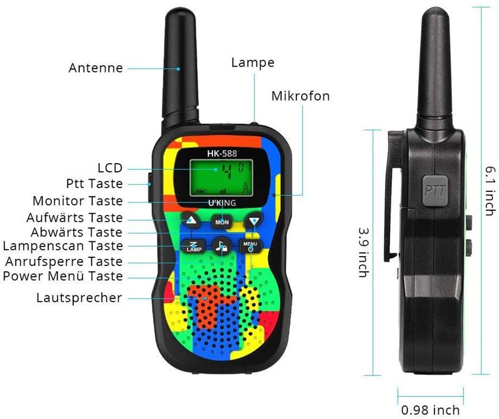 Walkie Talkies for Kids 22 Channels 2 Way Radio Toy with Backlit LCD Flashlight, Toys for 3-12 Year Old, 3 Miles Range for Outside Adventures - 2 Colors