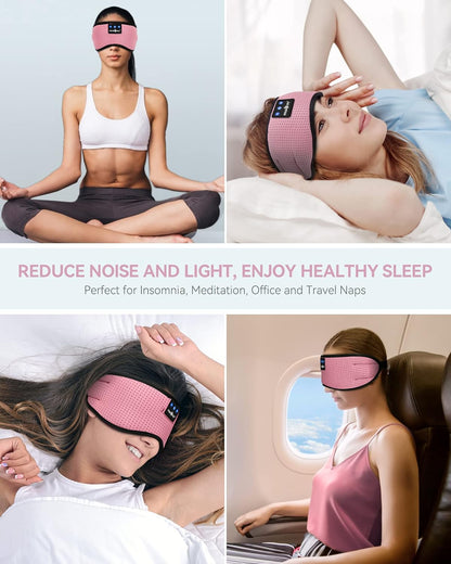 MUSICOZY Bluetooth 5.4 Sleep Headphones Eye Mask, Breathable Sleeping Headband Headphones with Wireless Earbuds Earphones for Side Sleepers Mom Women Cool Tech Unique Gifts Gadget