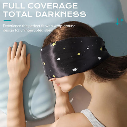 MUSICOZY Silk Sleep Mask for Women Men, Ultra-Soft Mulberry Silk Eye Mask with Adjustable Velcro Strap, Breathable Sleep Mask for Total Darkness, Perfect for Travel, Naps & Nighttime Rest