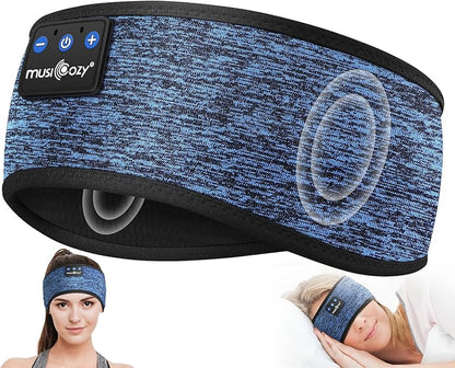 MUSICOZY Sleep Headphones Bluetooth 5.4 Headband Headphones, Wireless Earphones Music Sleep Earbuds for Side Sleepers Sleeping Eye Mask for Women Men Workout Running Cool Unique Gifts, Black