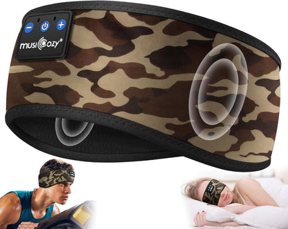 MUSICOZY Sleep Headphones Bluetooth 5.4 Headband, Sports Wireless Earphones Sweat Resistant Earbuds Sleeping Headphone with Ultra-Thin HD Stereo Speaker for Workout Running Cool Gadgets