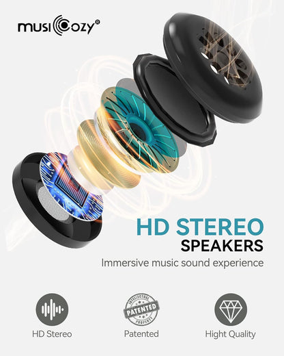 MUSICOZY Wireless Bluetooth 5.2 Sleep Headphones Headband, Music 3D Eye Sleeping Mask Earbuds Built-in Speakers for Side Sleepers Cool Tech Gadgets Unique Gifts, Gray