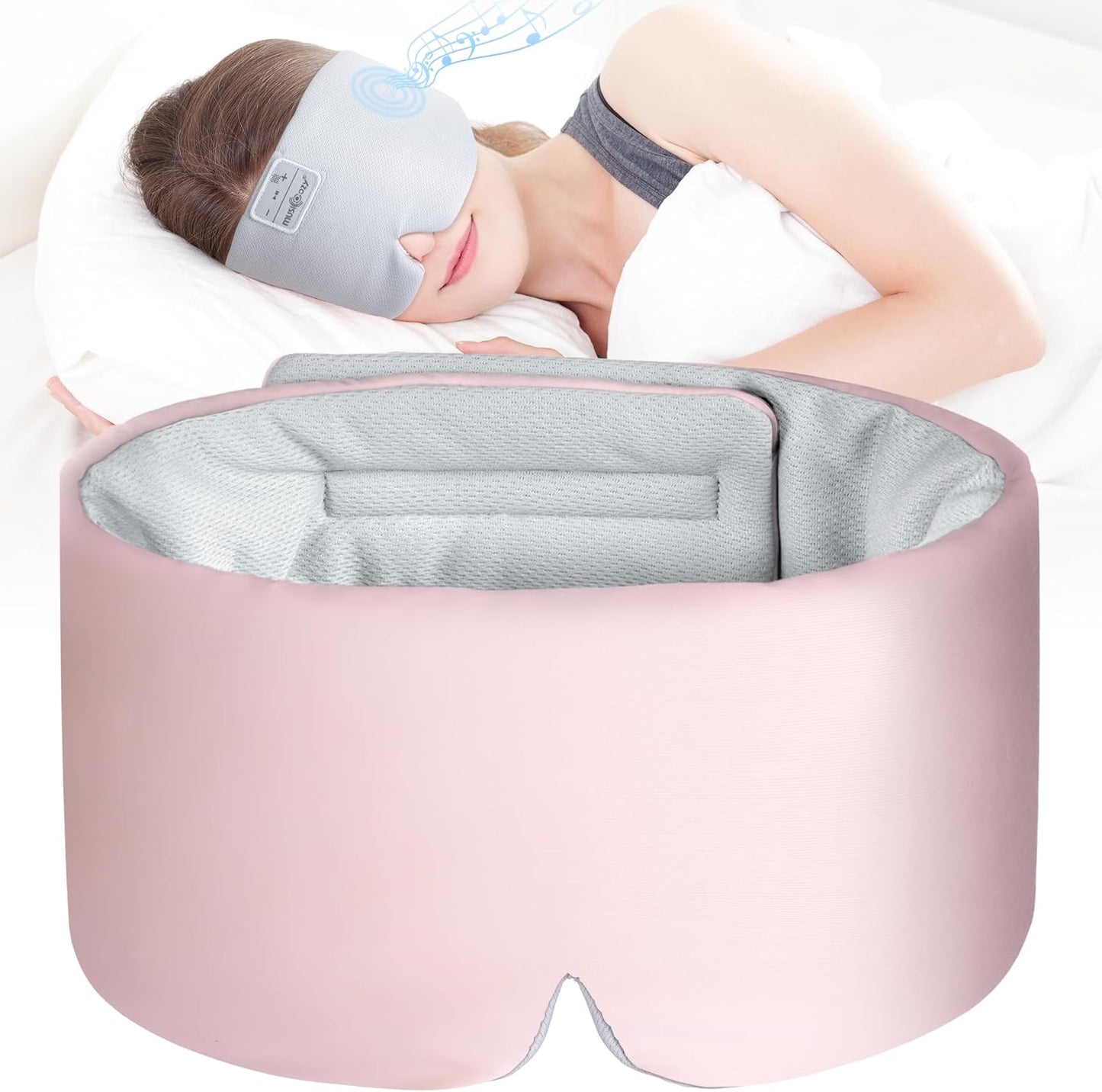 MUSICOZY Ice Silk Sleep Headphones with Bluetooth Mask, Eye Mask for Sleeping in Total Darkness, 5.4 Bluetooth Sleep Mask Sleep Headphones, Soft, Gifts for Men Women (Purple)