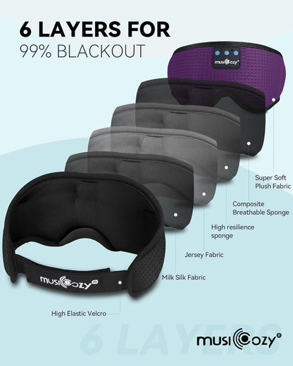 MUSICOZY Sleep Headphones Bluetooth Sleep Eye Mask for Sleeping Wireless Music Sleeping Headphones Headband Eye Mask Sleep Earbuds for Side Sleepers Men Women with Speakers Cool Tech Gadgets