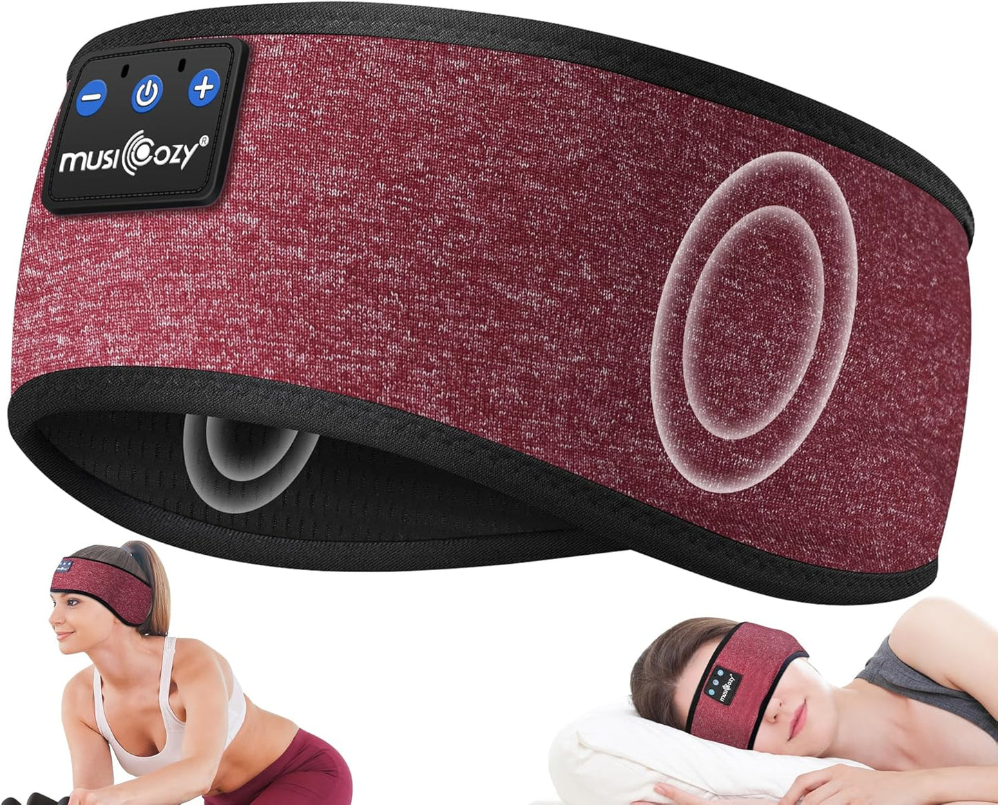 MUSICOZY Sleep Headphones Wireless, Bluetooth 5.4 Headband Sports Sleeping Headphones Eye Mask Earbuds Breathable Music Headband Perfect for Workout Running Travel Yoga