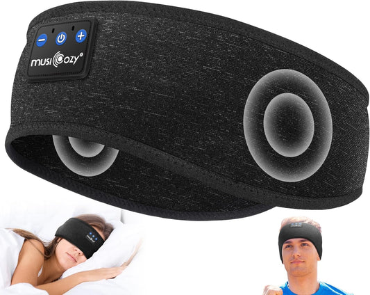 MUSICOZY Sleep Headphones Bluetooth 5.4 Headband, Wireless Earphones Music Sleep Earbuds Sleeping Eye Mask with HD Stereo Speakers for Workout Running Travel Yoga, Ideal Gifts for Women Men