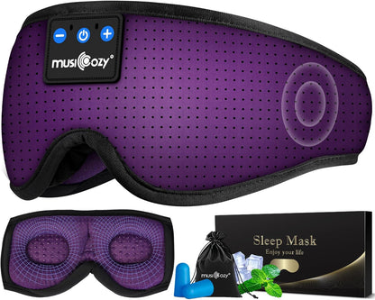MUSICOZY 3D Bluetooth 5.4 Sleep Headphones, Breathable Wireless Music Eye Mask, Sleeping Headphones with Headband for Side Sleepers, Women, Men, Air Travel, Unique Tech Gifts