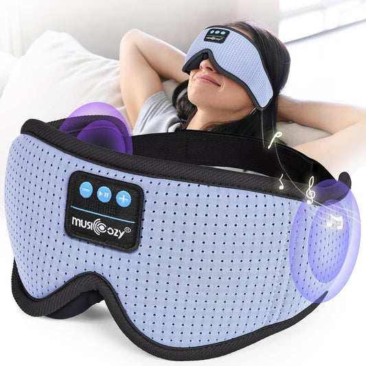 MUSICOZY White Noise Sleep Mask Headphones with 16 Soothing Sounds, Bluetooth Sleep Mask 3D Wireless Music Sleeping Headphones for Side Sleeper