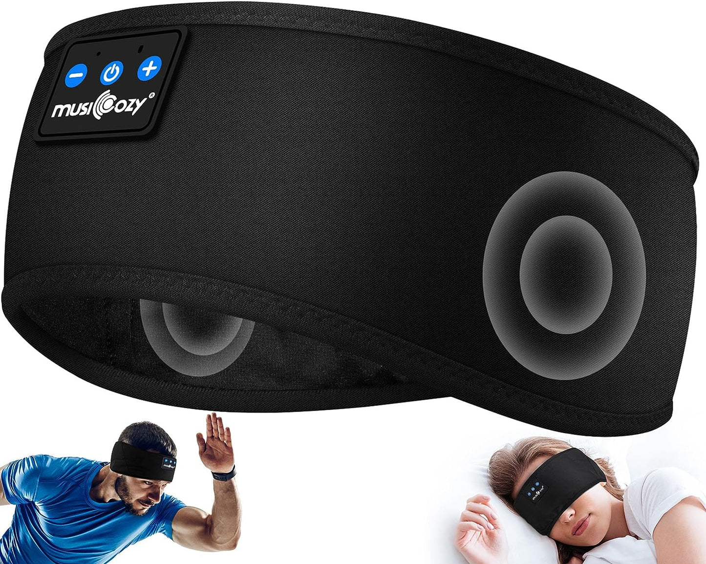 MUSICOZY Sleep Headphones Wireless, Bluetooth 5.4 Headband Sports Sleeping Headphones Eye Mask Earbuds Breathable Music Headband Perfect for Workout Running Travel Yoga
