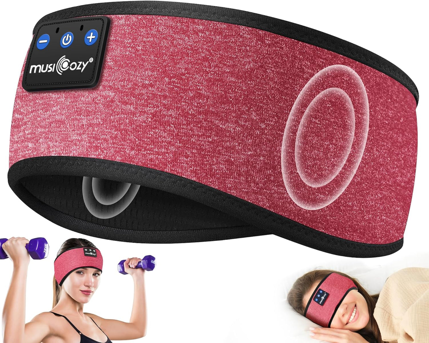 MUSICOZY Sleep Headphones Wireless, Bluetooth 5.4 Headband Sports Sleeping Headphones Eye Mask Earbuds Breathable Music Headband Perfect for Workout Running Travel Yoga