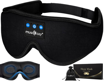 MUSICOZY 3D Bluetooth 5.2 Sleep Headphones, Breathable Wireless Music Eye Mask, Sleeping Headphones with Headband for Side Sleepers, Women, Men, Air Travel, Unique Tech Gifts