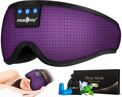 MUSICOZY 3D Bluetooth 5.2 Sleep Headphones, Breathable Wireless Music Eye Mask, Sleeping Headphones with Headband for Side Sleepers, Women, Men, Air Travel, Unique Tech Gifts