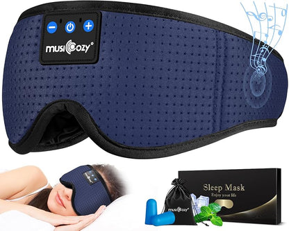MUSICOZY Bluetooth 5.4 Sleep Headphones Eye Mask, Breathable Sleeping Headband Headphones with Wireless Earbuds Earphones for Side Sleepers Mom Women Cool Tech Unique Gifts Gadget