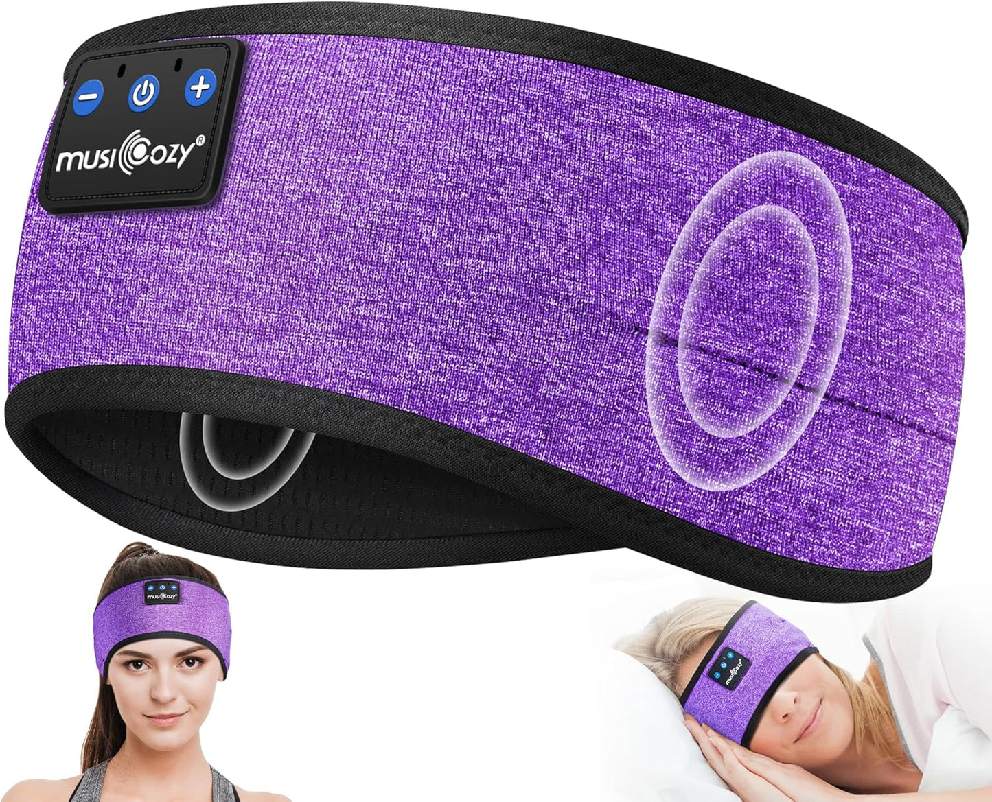 MUSICOZY Sleep Headphones Wireless, Bluetooth 5.4 Headband Sports Sleeping Headphones Eye Mask Earbuds Breathable Music Headband Perfect for Workout Running Travel Yoga