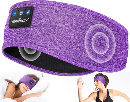 MUSICOZY Sleep Headphones Bluetooth 5.4 Headband, Wireless Earphones Music Sleep Earbuds Sleeping Eye Mask with HD Stereo Speakers for Workout Running Travel Yoga, Ideal Gifts for Women Men