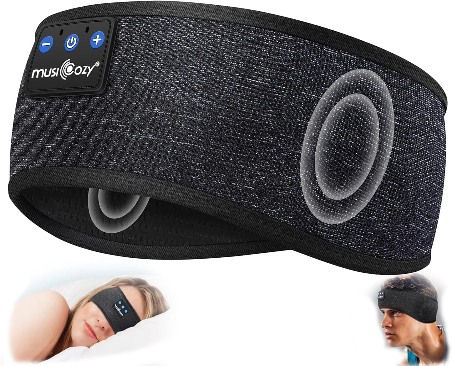 MUSICOZY Sleep Headphones Wireless, Bluetooth 5.4 Headband Sports Sleeping Headphones Eye Mask Earbuds Breathable Music Headband Perfect for Workout Running Travel Yoga