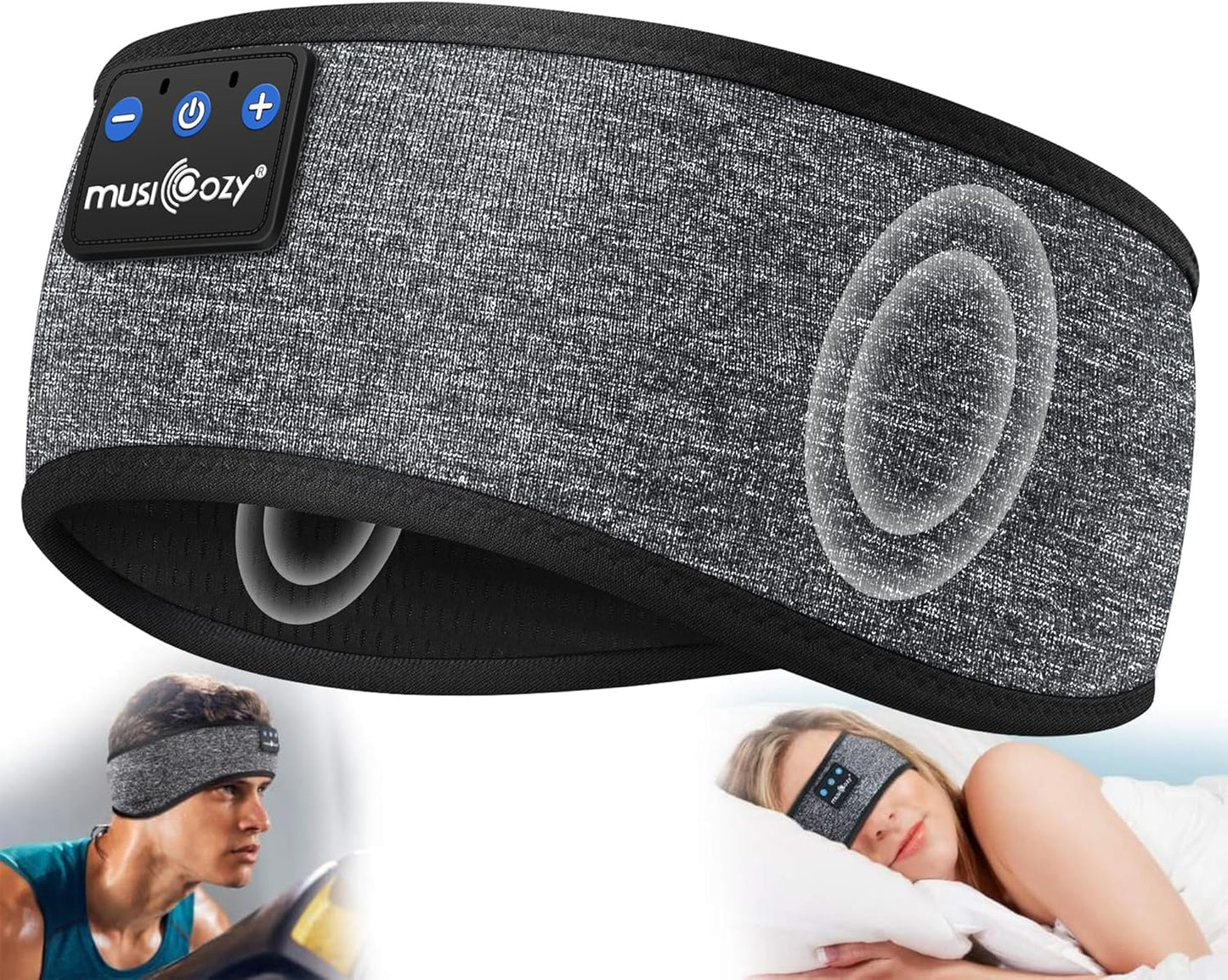 MUSICOZY Sleep Headphones Wireless, Bluetooth 5.4 Headband Sports Sleeping Headphones Eye Mask Earbuds Breathable Music Headband Perfect for Workout Running Travel Yoga