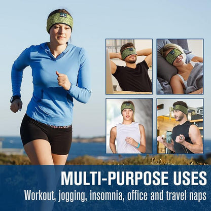 Bluetooth Headband Sports Sleep Headphones, Wireless Music Sleeping Headphones Sleep Eye Mask Earbuds Earphones for Side Sleepers Christmas Gift,Running Insomnia Travel Yoga Office