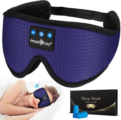 MUSICOZY Bluetooth 5.4 Sleep Headphones Eye Mask, Breathable Sleeping Headband Headphones with Wireless Earbuds Earphones for Side Sleepers Mom Women Cool Tech Unique Gifts Gadget